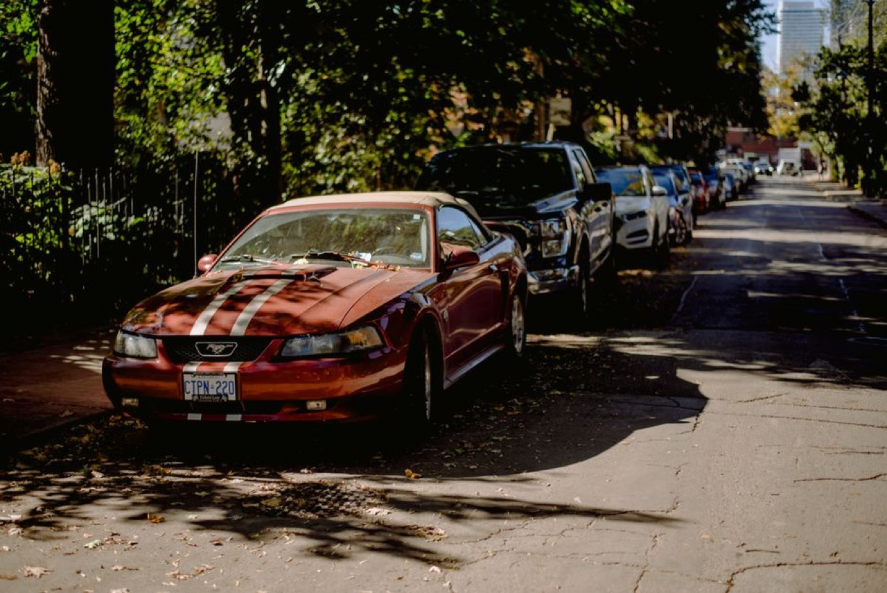 Shiny car parked street