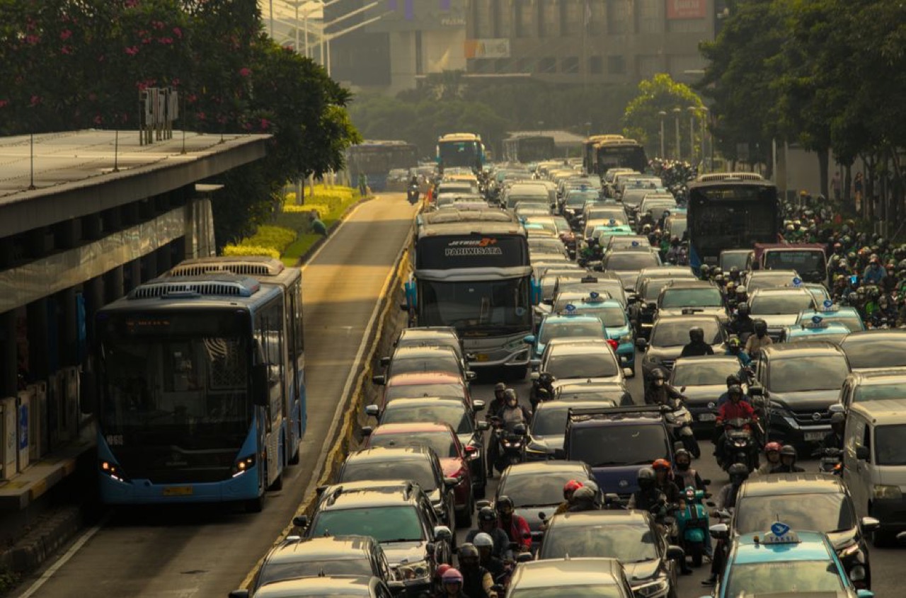 Cars in traffic jam