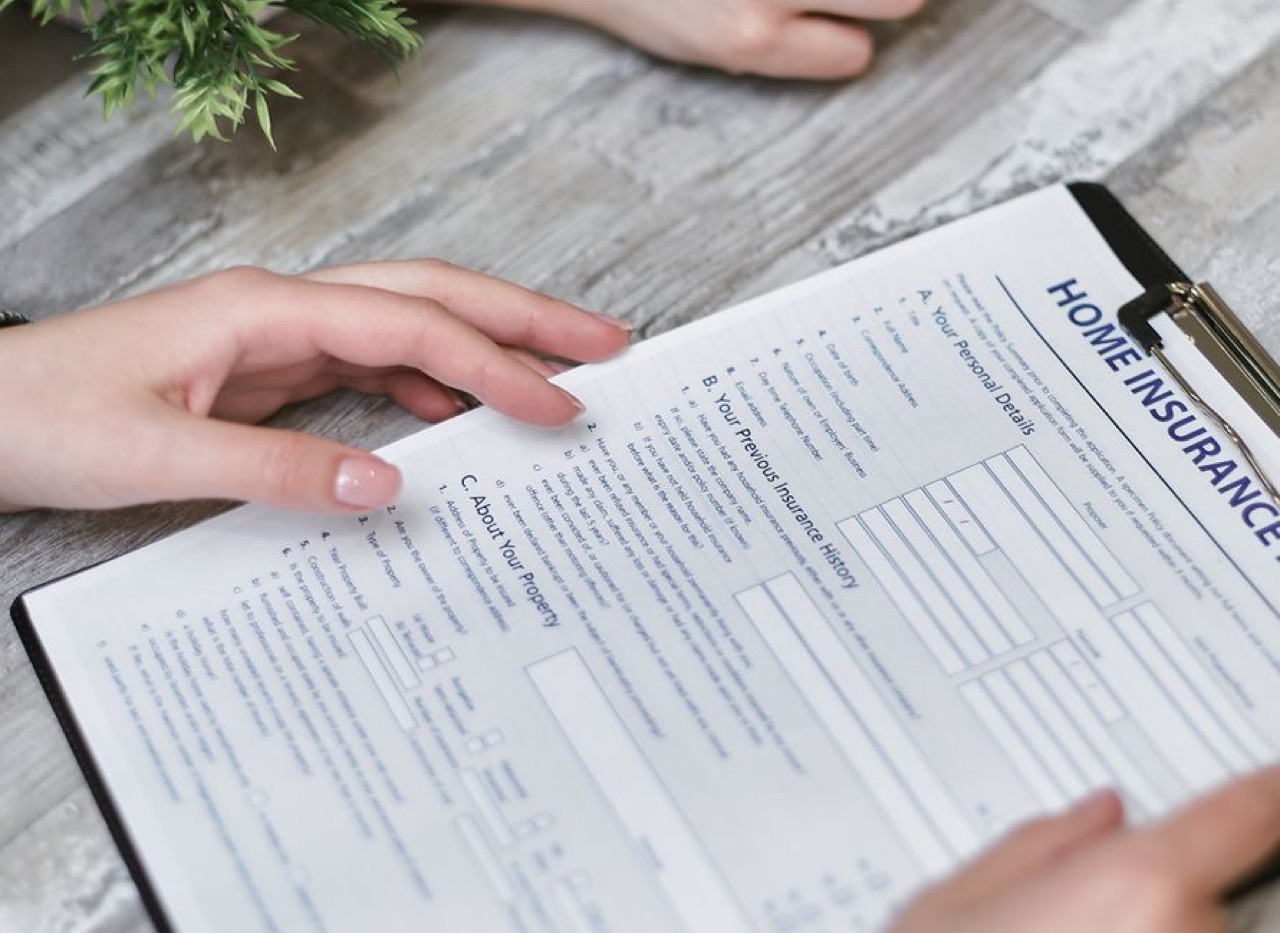Insurance claim form clipboard