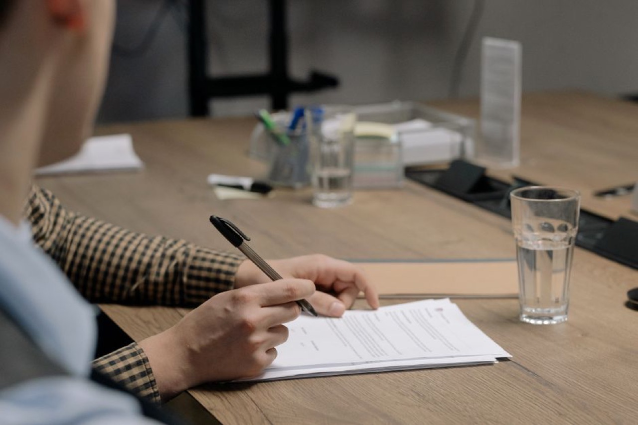Paperwork and pen desk