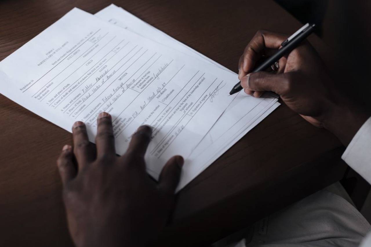 Person filling form
