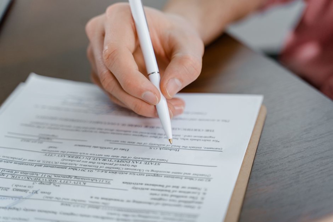 Person filling form